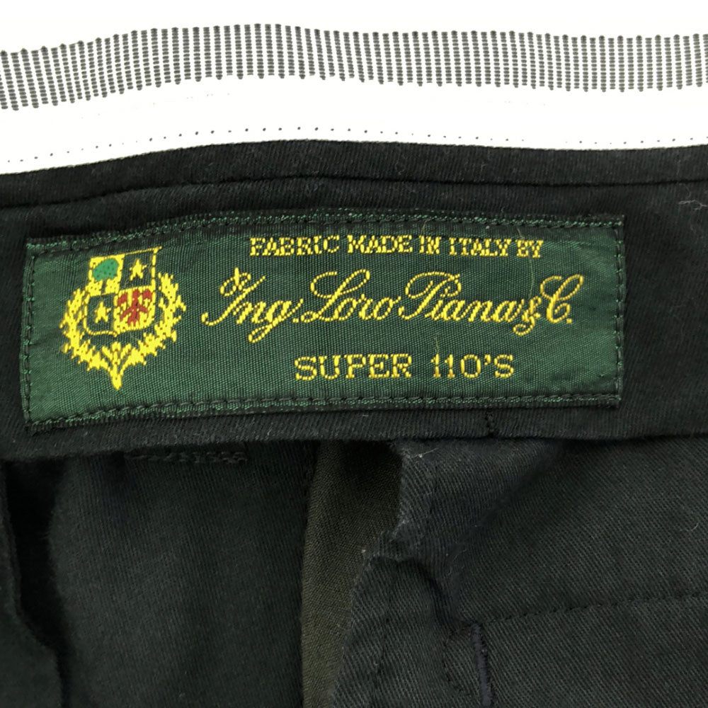 Loro Piana ロロピアーナ 刺繍 ツータック ウールパンツ グリーン系 メンズ