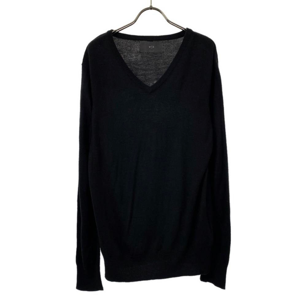 wjk ダブルジェイケイ 長袖 Vネック セーター L ブラック ニット メンズ