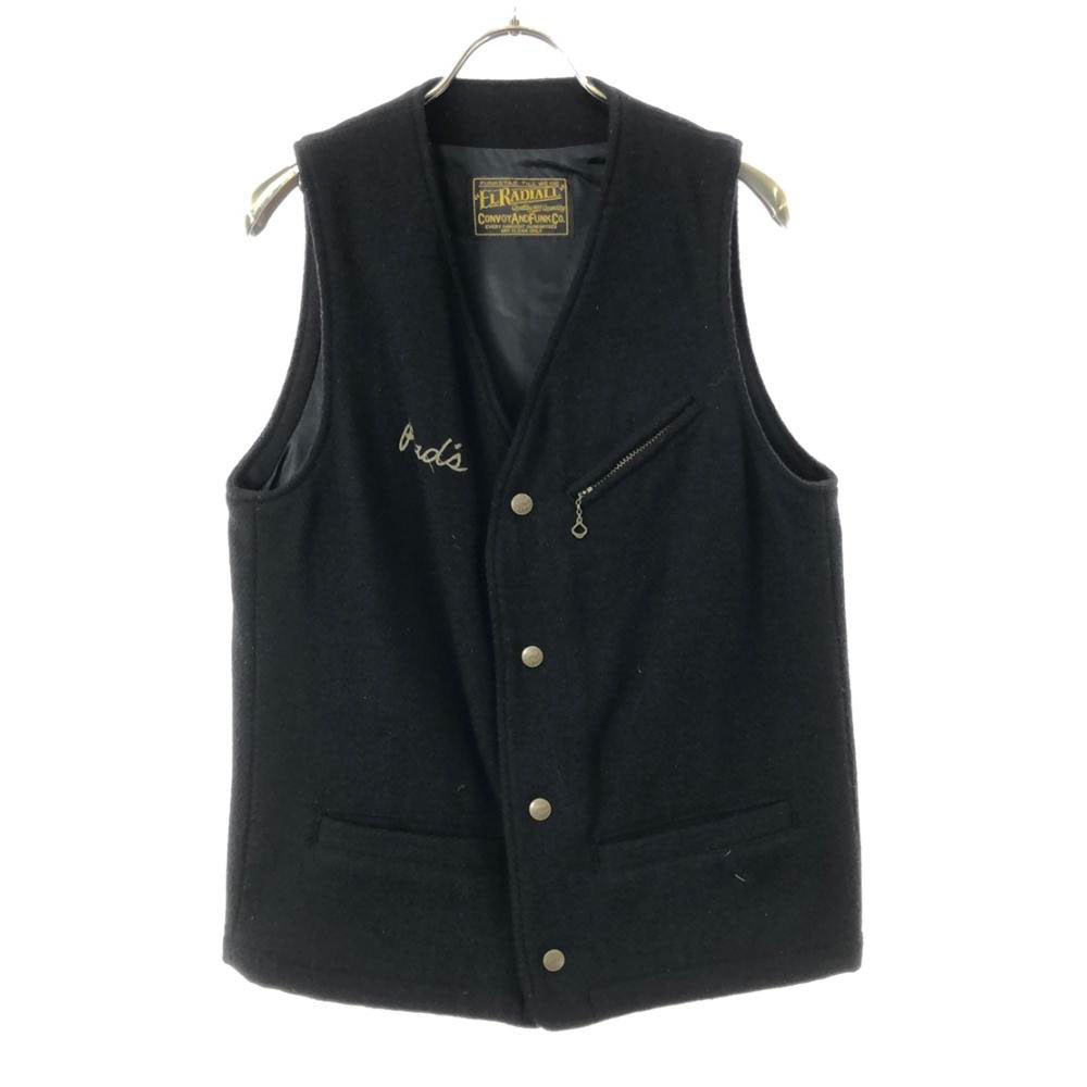 エル ラディアル 日本製 ウール バック刺繍 ベスト M ブラック メンズ
