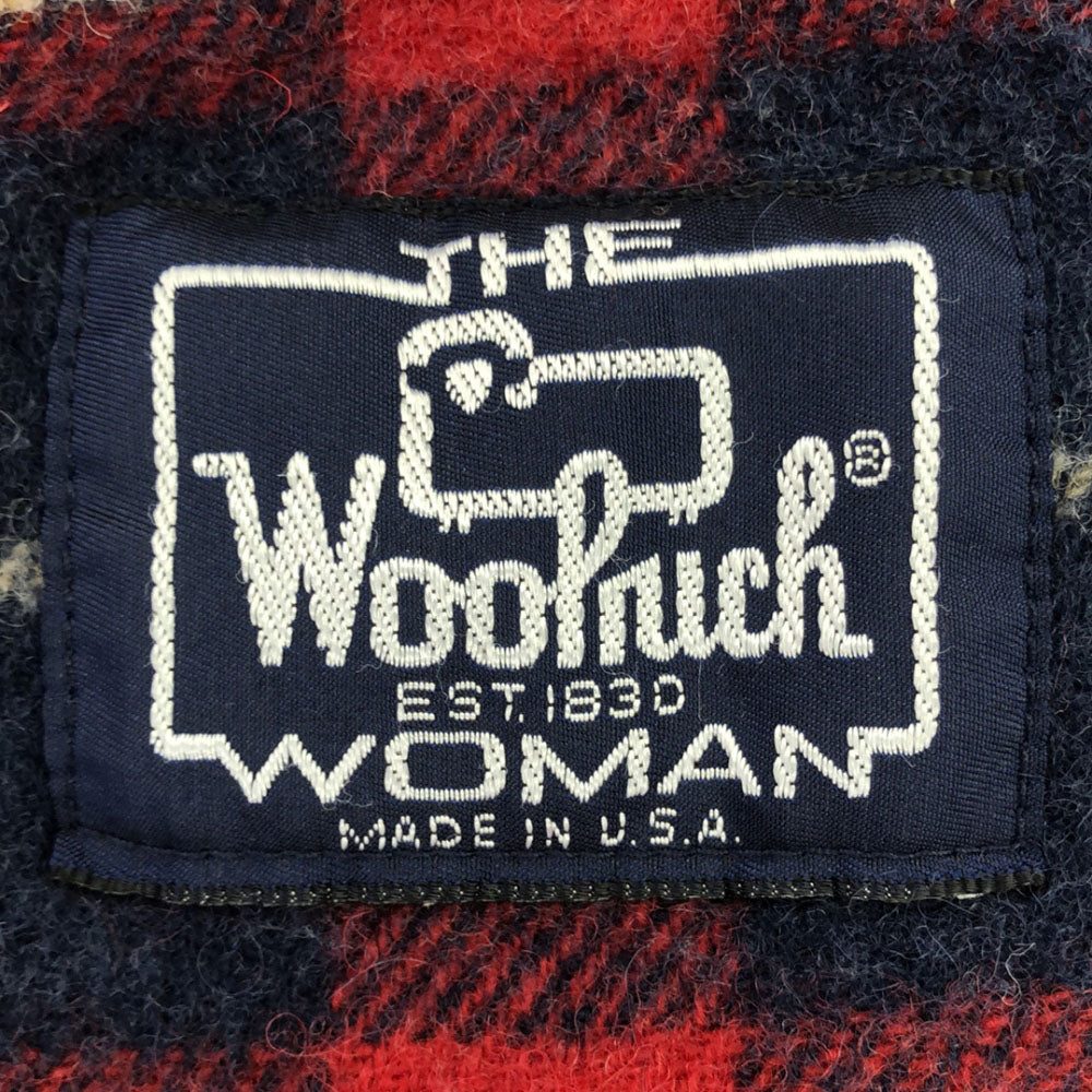 WOOLRICH ウールリッチ 80s USA製 ヴィンテージ 紺タグ フーディー ジャケット レッド 裏チェック柄 レディース