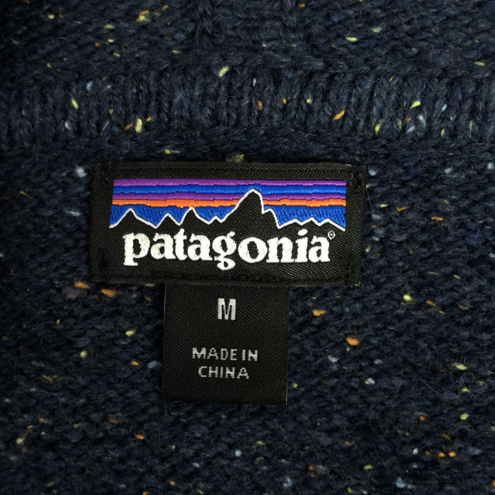 patagonia パタゴニア 長袖 フード付 ハーフボタン ニット M ブルー系 アウトドア 50565FA17 セーター パーカー レディース