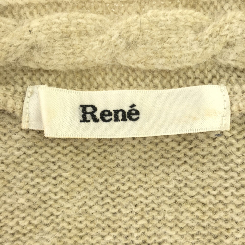 Rene ルネ 日本製 アンゴラブレンド ノースリーブ タートルネック ニット 36 アイボリー レディース