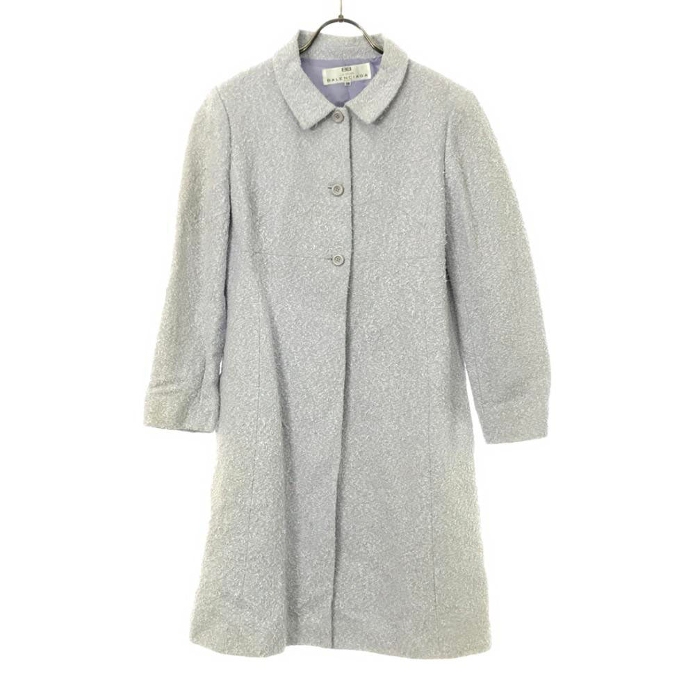 BALENCIAGA バレンシアガ 90s 日本製 オールド ステンカラーコート 38 ライトブルー レディース