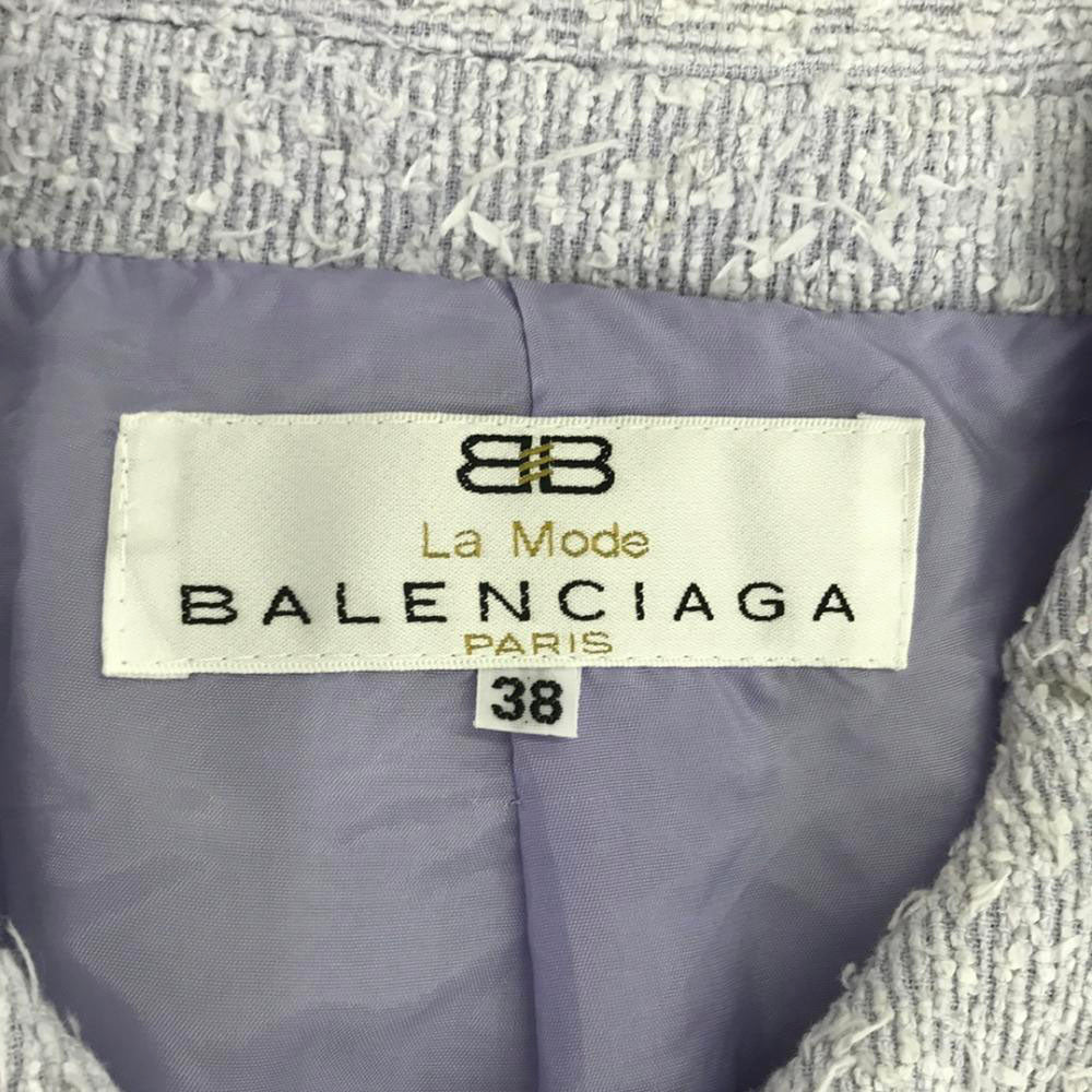 BALENCIAGA バレンシアガ 90s 日本製 オールド ステンカラーコート 38 ライトブルー レディース