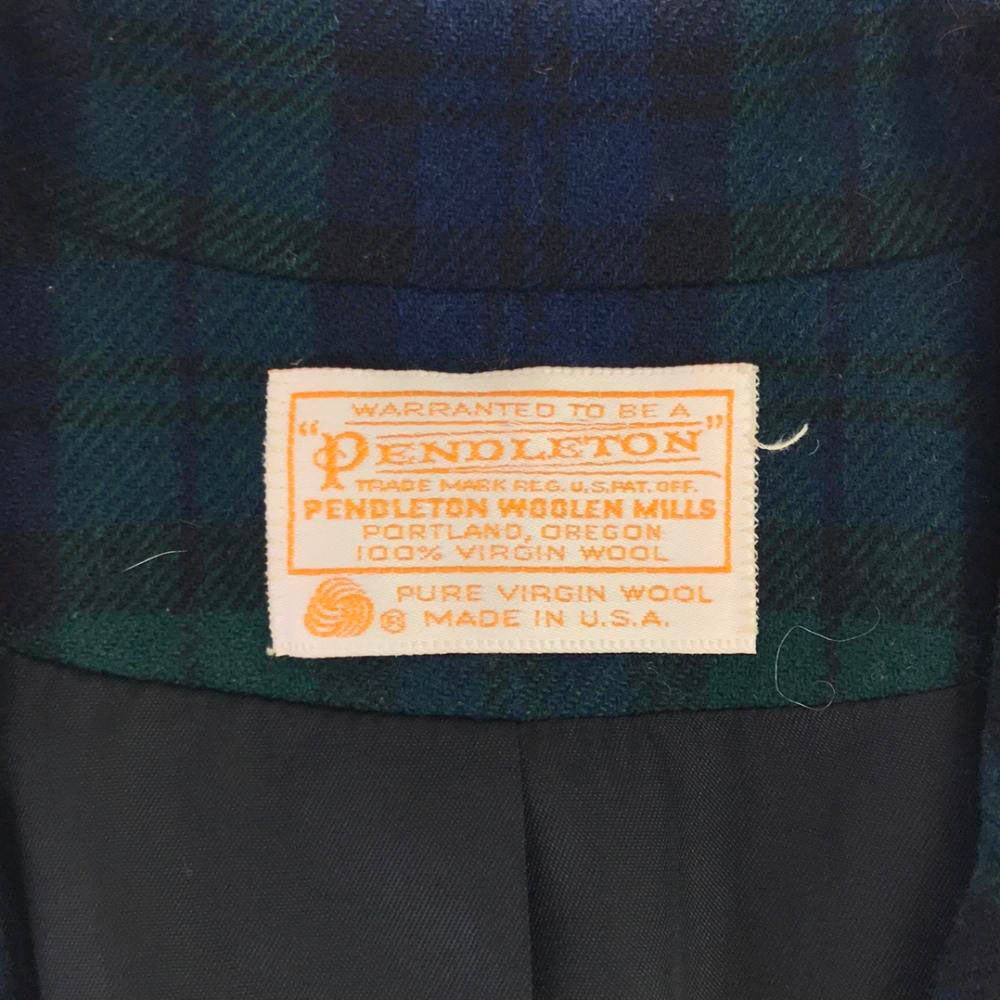 PENDLETON ペンドルトン 70s USA製 ウール ヴィンテージ ブラックウォッチ テーラードジャケット グリーン系 レディース