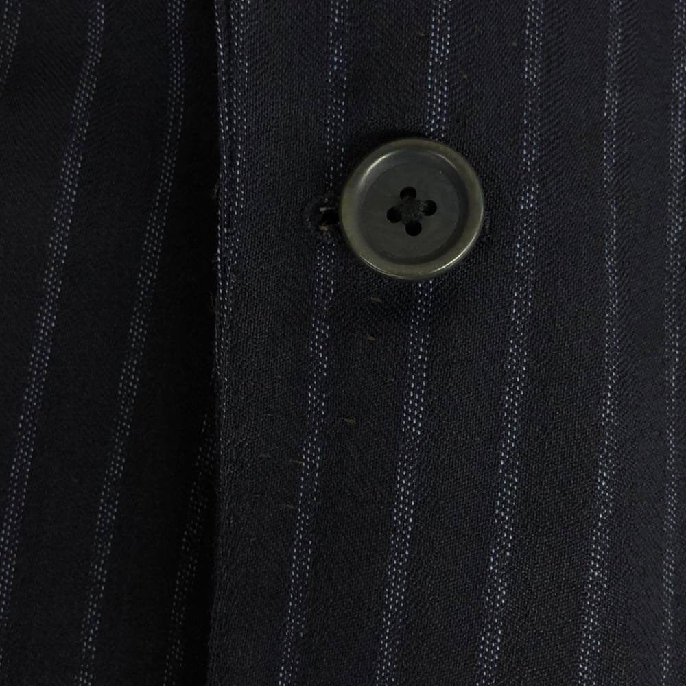 BEAMS F ビームスエフ 日本製 ウール100% ストライプ スーツ 上下 セットアップ 95 ネイビー ダブル仕上げ メンズ