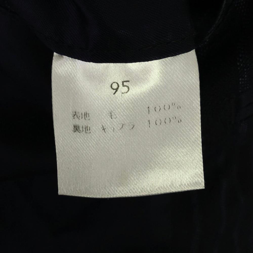 BEAMS F ビームスエフ 日本製 ウール100% ストライプ スーツ 上下 セットアップ 95 ネイビー ダブル仕上げ メンズ