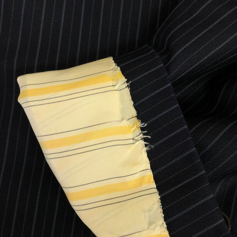 BEAMS F ビームスエフ 日本製 ウール ストライプ スーツ 上下 セットアップ 95 ネイビー ダブル仕上げ メンズ