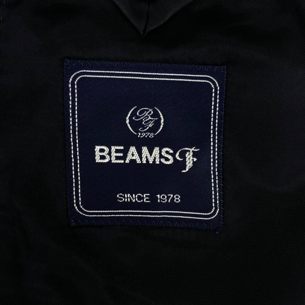 BEAMS F ビームスエフ 日本製 ウール ストライプ スーツ 上下 セットアップ 95 ネイビー ダブル仕上げ メンズ