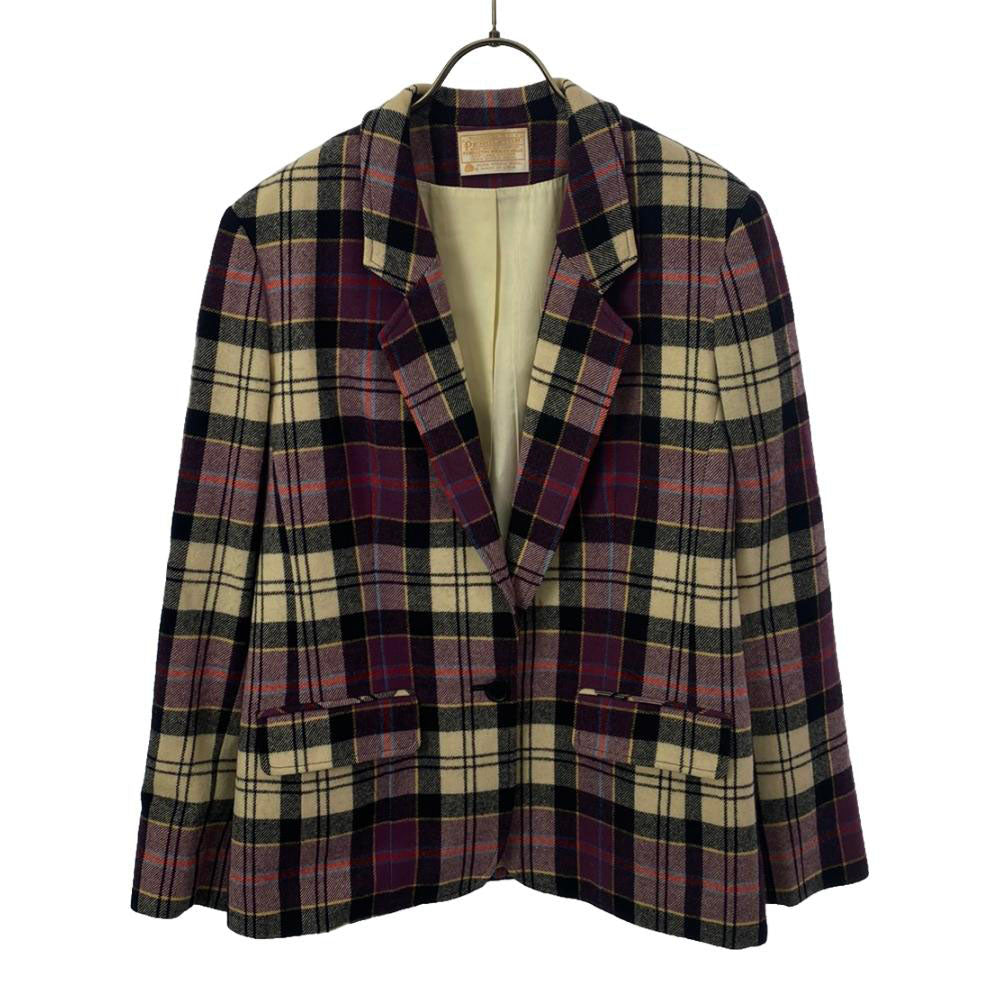 PENDLETON ペンドルトン 70s USA製 ウール100% ヴィンテージ チェック柄 テーラードジャケット 10 レディース