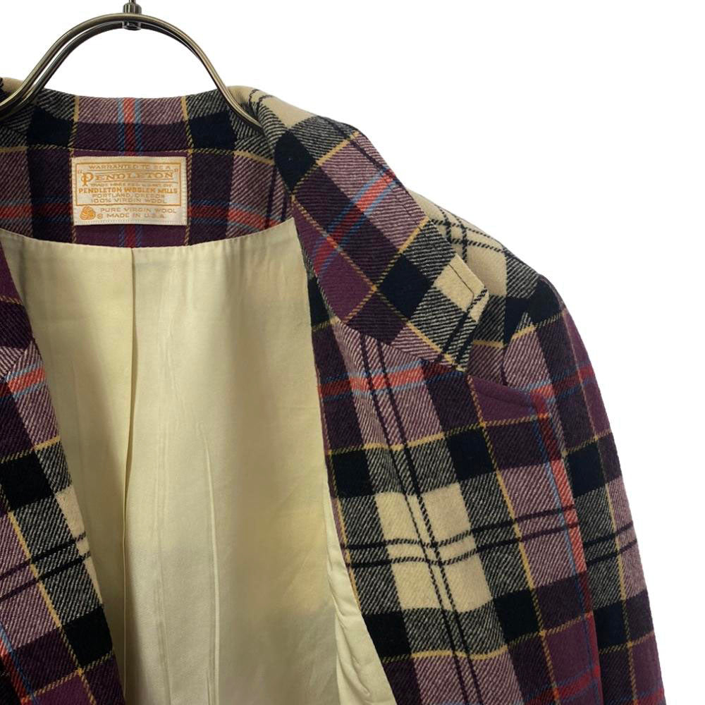 PENDLETON ペンドルトン 70s USA製 ウール100% ヴィンテージ チェック柄 テーラードジャケット 10 レディース