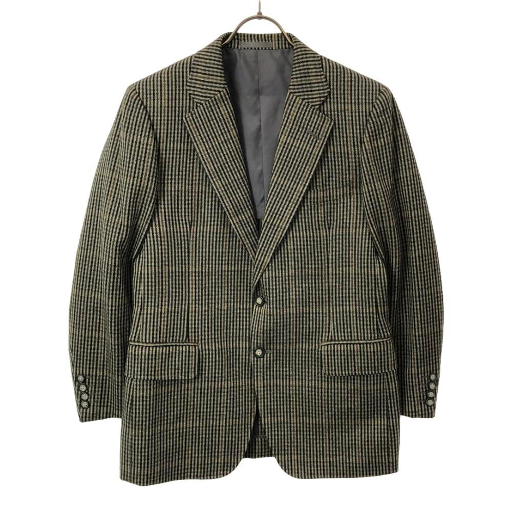 Burberrys バーバリーズ 90s ウール オールド チェック柄 テーラードジャケット ブラック×ベージュ系 サイドベンツ メンズ