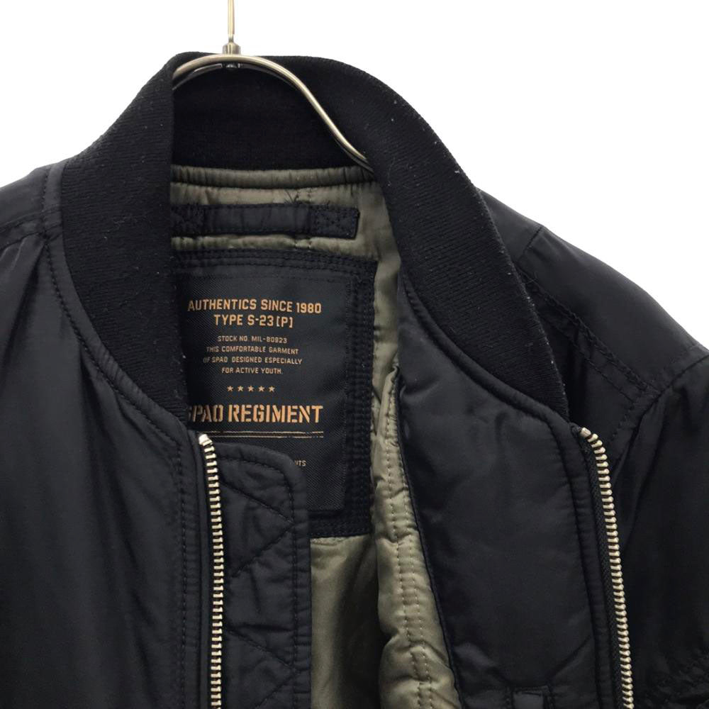 スパオ S-23 フライトジャケット S ブラック ミリタリー 中綿 ナイロン メンズ