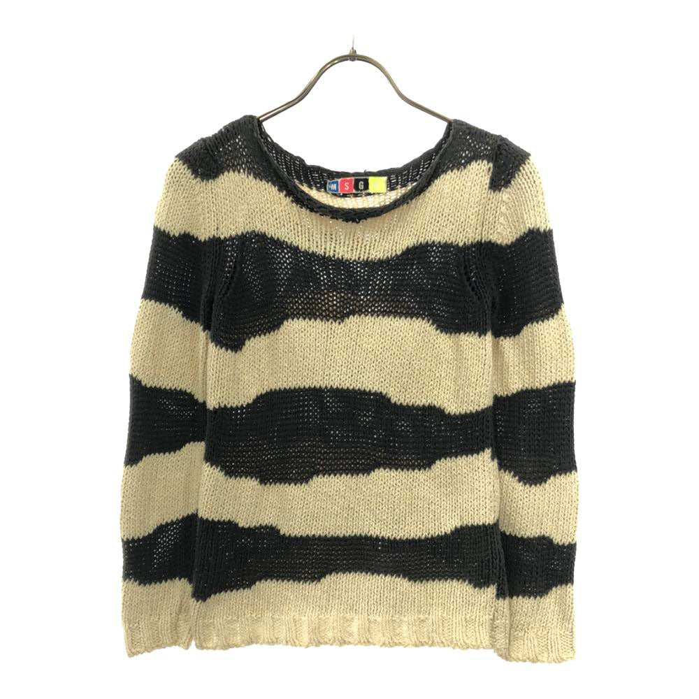 MSGM エムエスジーエム イタリア製 ボーダー 長袖 コットン ニット XS ホワイト×ブラック セーター レディース