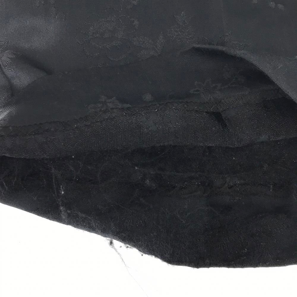 ポンティ 花柄刺繍 ワンタック ストレートパンツ 2 ネイビー スタッズベルト レディース