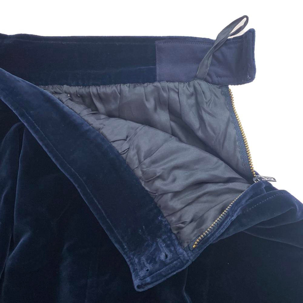 SAINT LAURENT サンローラン 60s 70s ミディ丈 ベロア ペンシルスカート 36 ネイビー サイドジップ オールド ヴィンテージ レディース