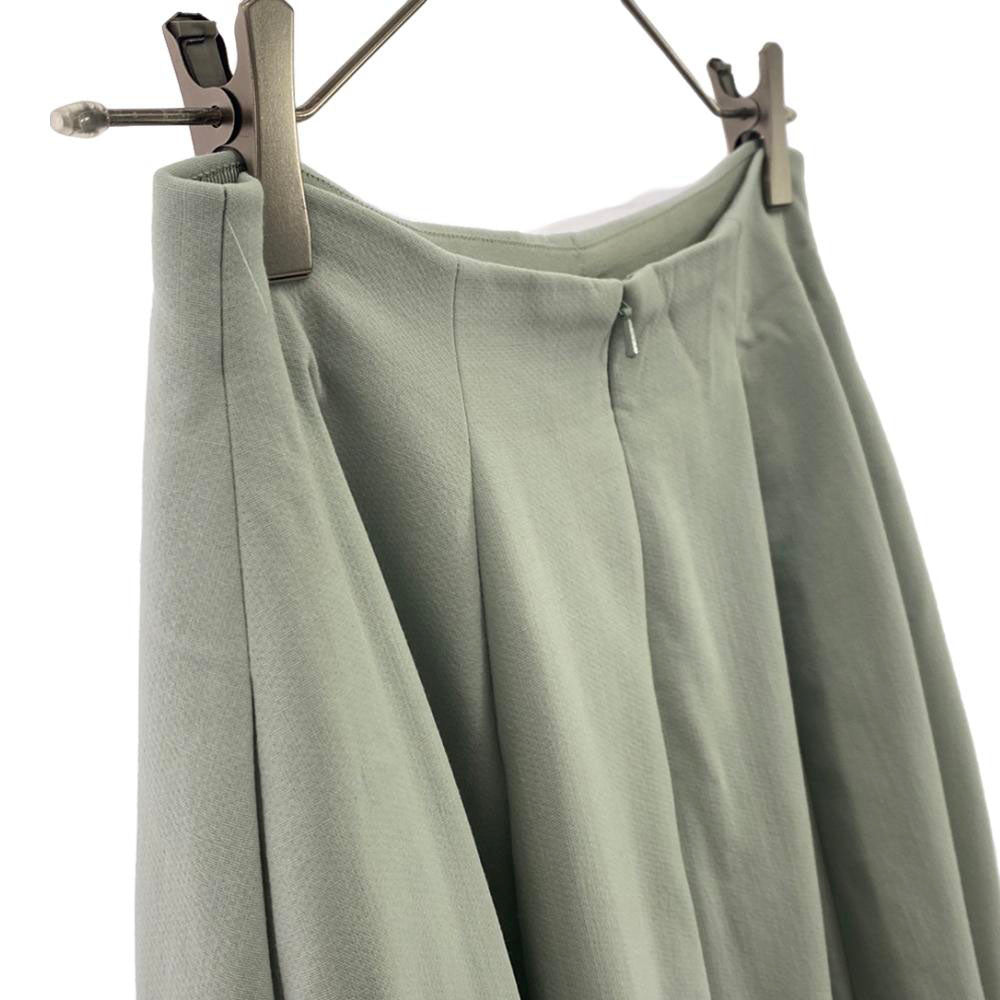 FOXEY フォクシー 日本製 ウールブレンド 膝丈スカート 38 ライトグリーン バックジップ レディース