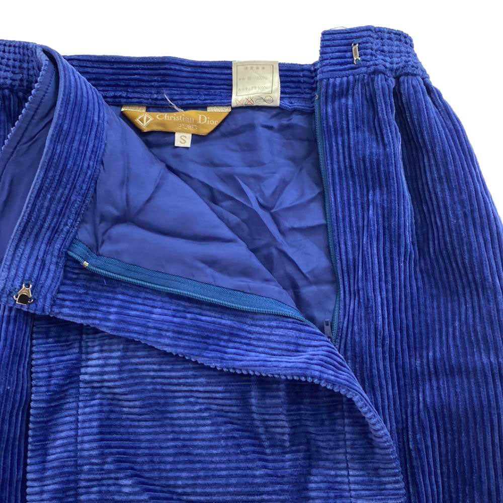 Christian Dior SPORTS クリスチャンディオールスポーツ 80s コーデュロイ ミディスカート S ブルー系 オールド ヴィンテージ レディース