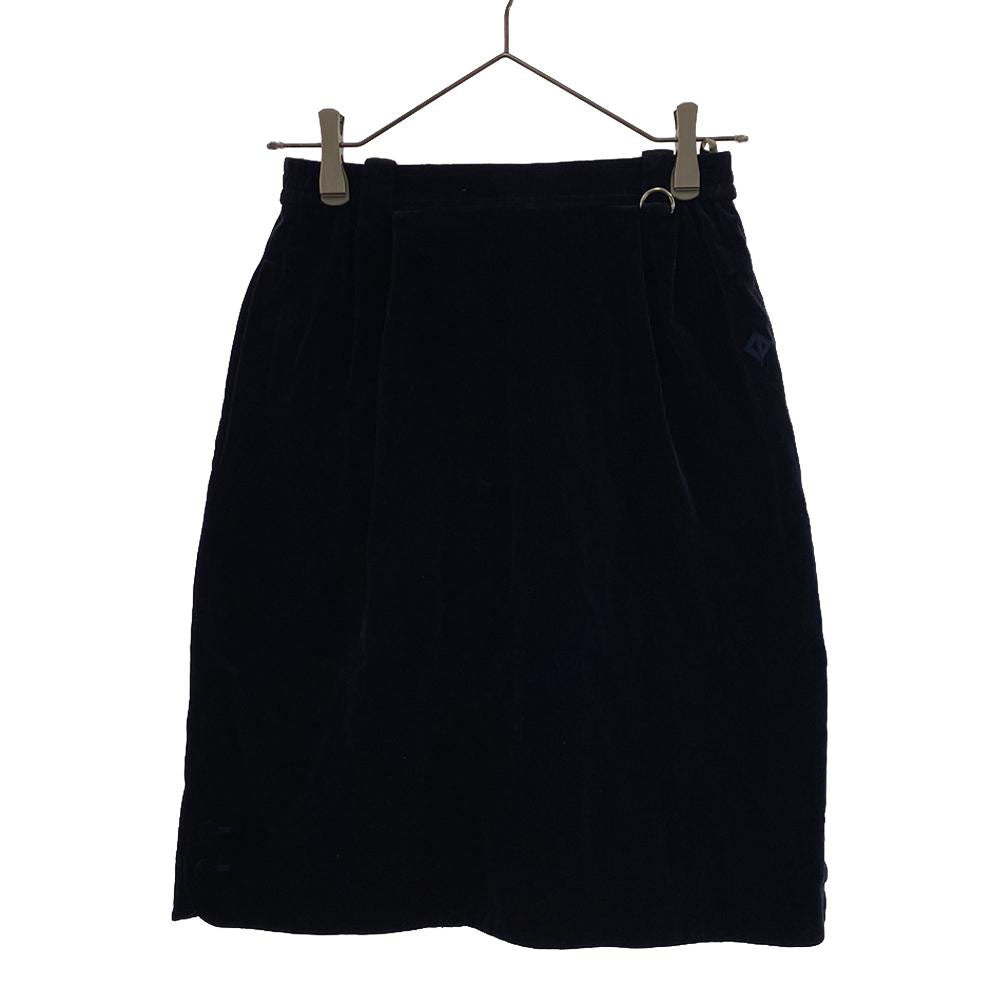 クリスチャンディオールスポーツ 80s ベロア 膝丈スカート L ネイビー Christian Dior SPORTS バックジップ オールド ヴィンテージ レディース