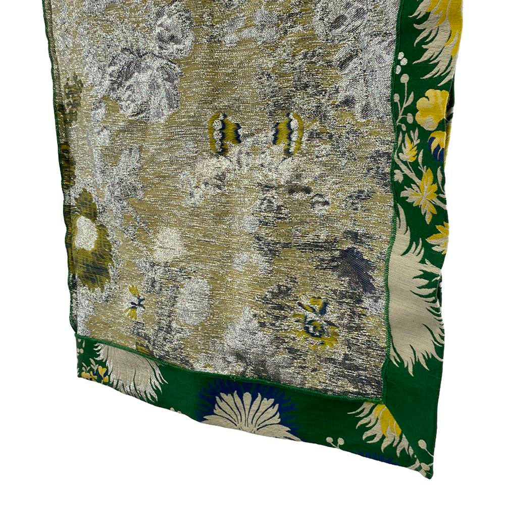 Rochas ロシャス イタリア製 総柄 ロング丈 コクーンスカート 42 シルバー系 バックジップ レディース