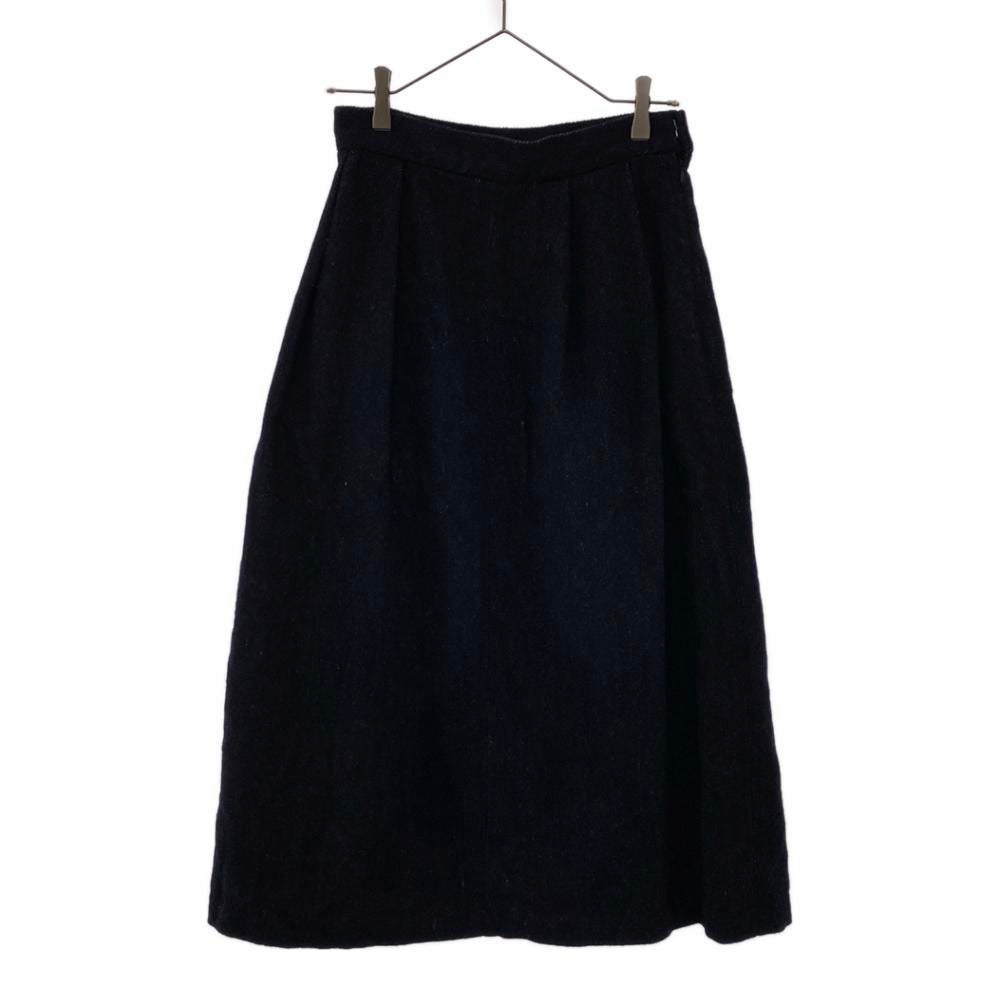 未使用 ミズイロインド 日本製 ウールブレンド ヘリンボーン柄 ロングスカート ネイビー系 mizuiro ind レディース