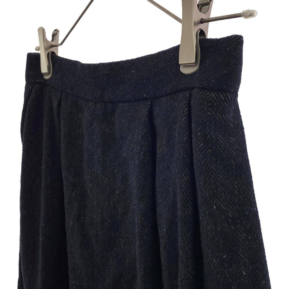 未使用 ミズイロインド 日本製 ウールブレンド ヘリンボーン柄 ロングスカート ネイビー系 mizuiro ind レディース