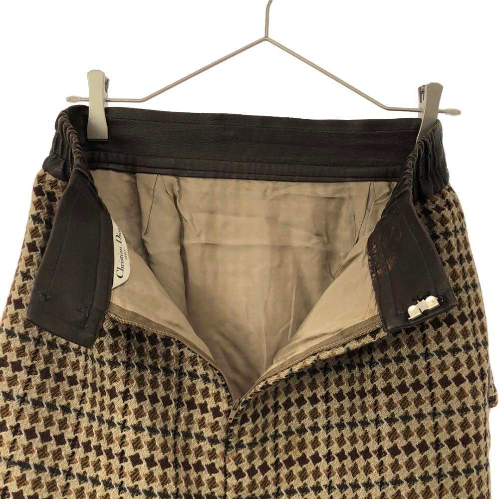 Christian Dior SPORTS クリスチャンディオールスポーツ ウール 総柄 ミディ丈 タイトスカート ベージュ系 バックジップ レディース