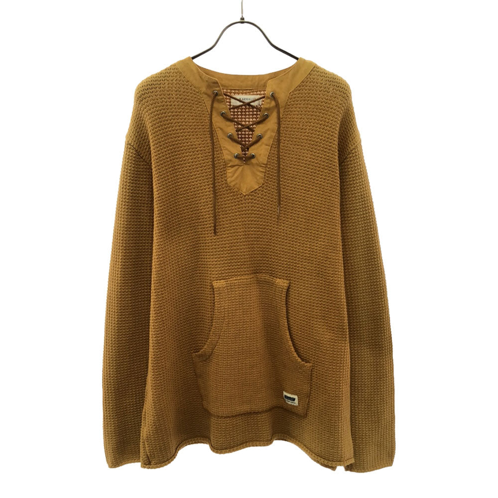 RADIALL ラディアル 日本製 長袖 レースアップ セーター M イエロー コットンニット メンズ