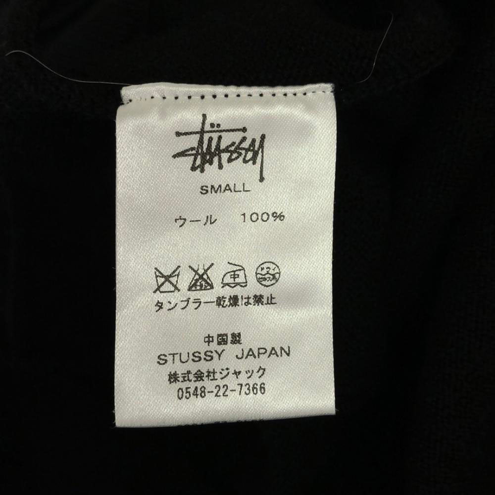 STUSSY ステューシー ウール 長袖 Vネック ニットカーディガン S ブラック レディース