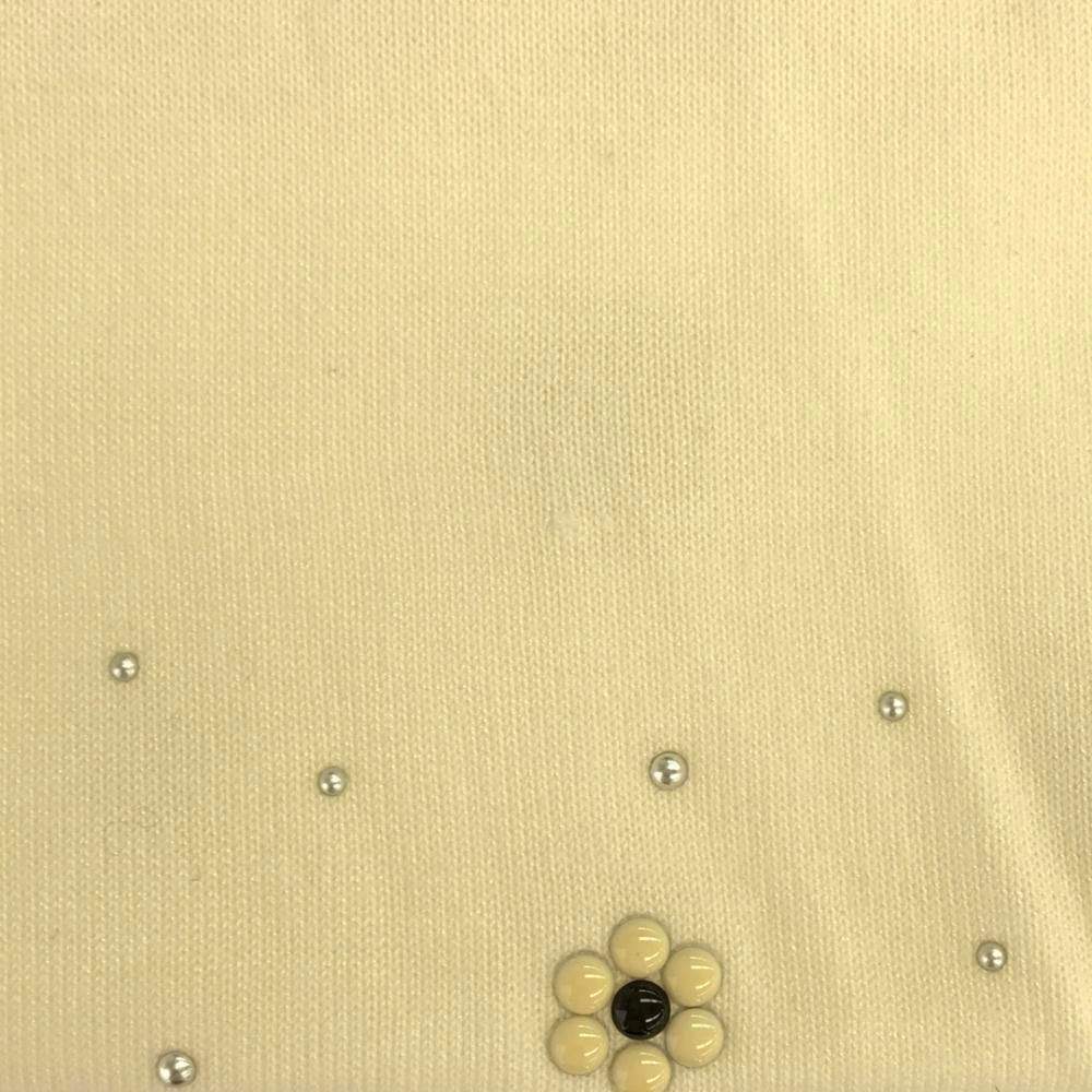 Rene ルネ 日本製 長袖 バルーン袖 Vネック セーター 36 ホワイト系 ニット ビジュー レディース