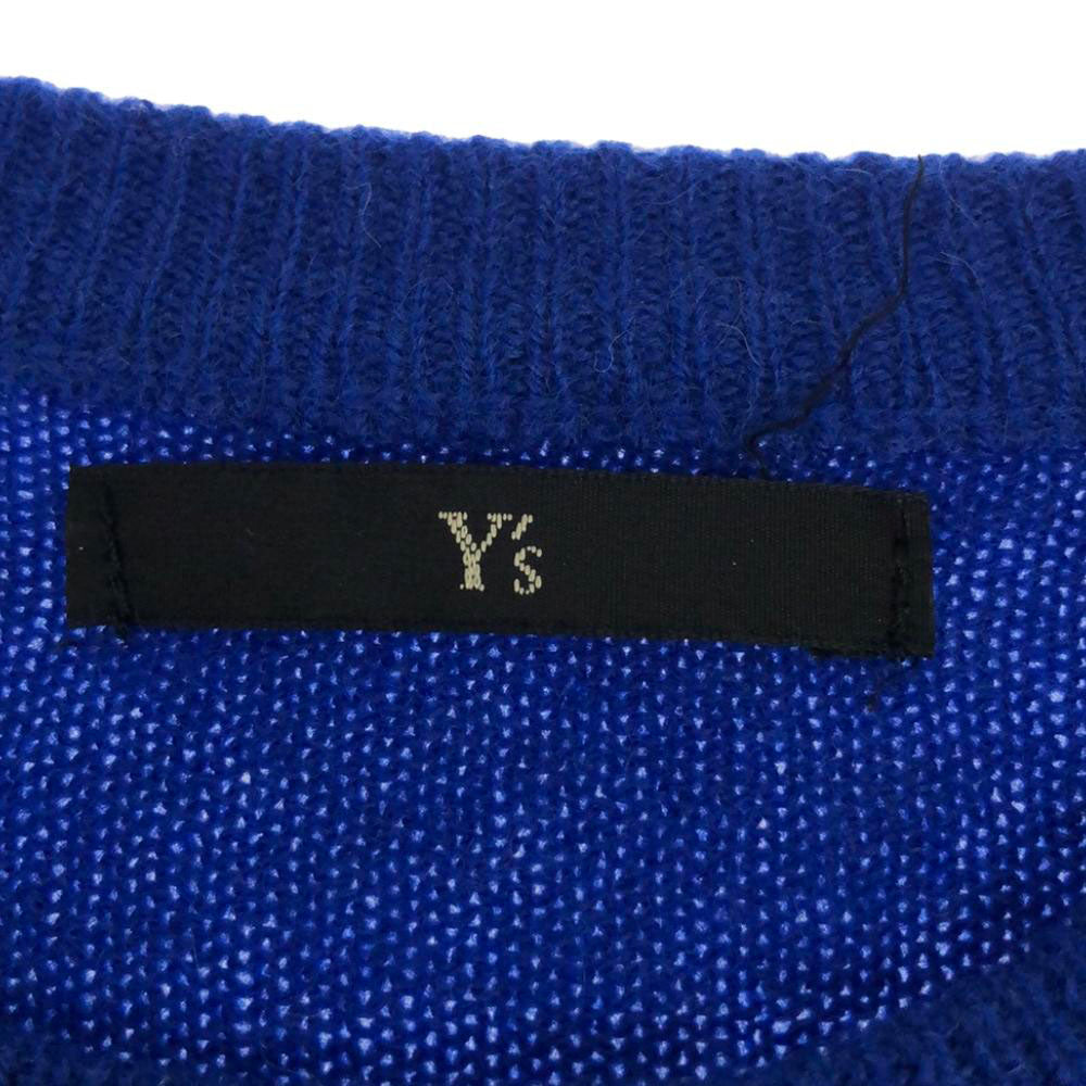 Y's ワイズ 80s 日本製 ウール ヴィンテージ 半袖 セーター ブルー ニット YH-K09-148 レディース