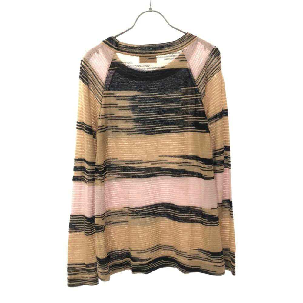 Missoni ミッソーニ イタリア製 ウールブレンド ボーダー柄 長袖 セーター 42 ベージュ系 ニット レディース
