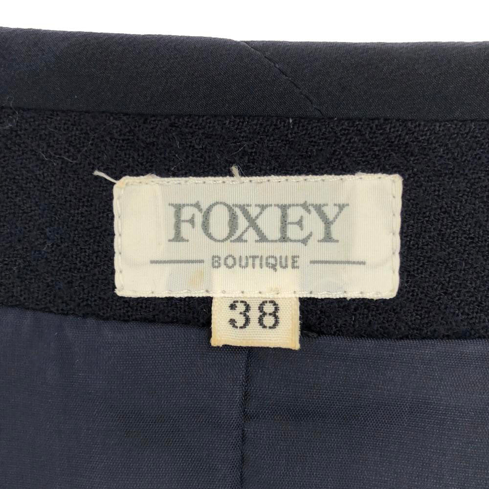 FOXEY BOUTIQUE フォクシー ブティック 日本製 ノーカラージャケット 38 ブラック レディース