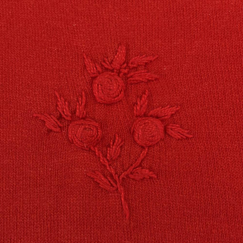 KENZO JUNGLE ケンゾージャングル 90s イタリア製 オールド 花刺繍 長袖 セーター M レッド ニット レディース