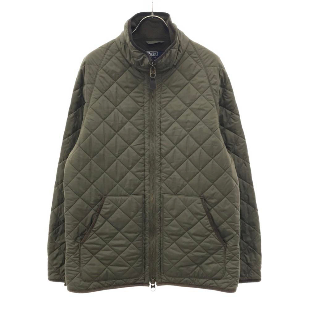 Polo by Ralph Lauren ポロバイラルフローレン フルジップ スタンドカラー キルティングジャケット L カーキ 裏フリース 中綿 メンズ