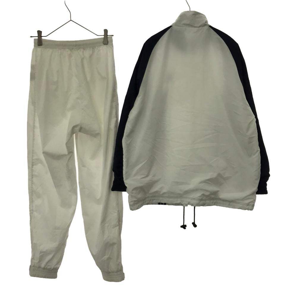 アディダス 90s 日本製 デサント製 オールド 3ライン トレーニング ウィンドブレーカー 上下 セットアップ S ホワイト×ネイビー adidas パンツ裾ジップ ウォームアップ メンズ