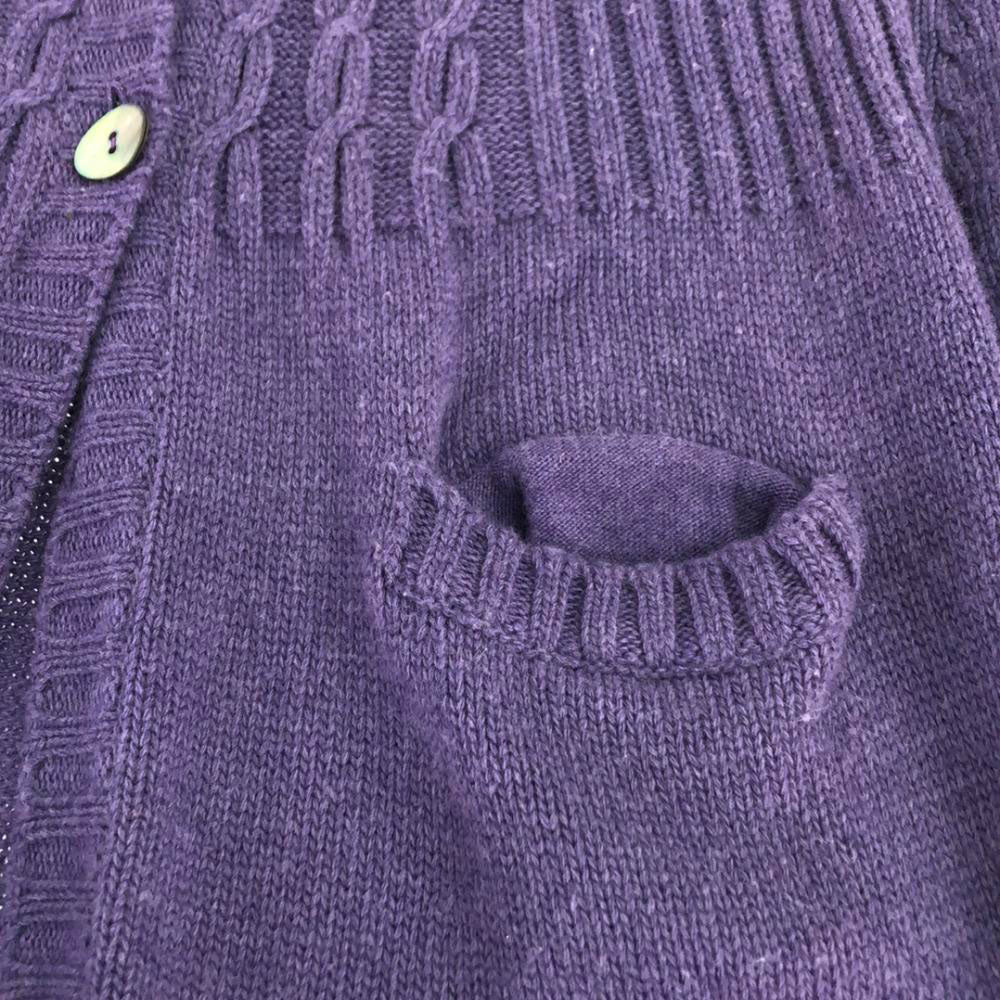 debora SINIBALDI デボラシニバルディ イタリア製 ウール 長袖 ロング ニットカーディガン L パープル ニットコート レディース