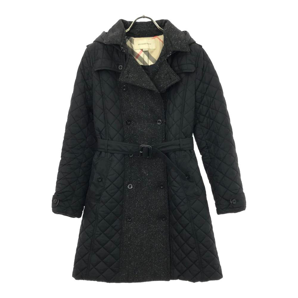 バーバリー ヘリンボーン キルティング トレンチコート 14Y ブラック BURBERRY キッズ