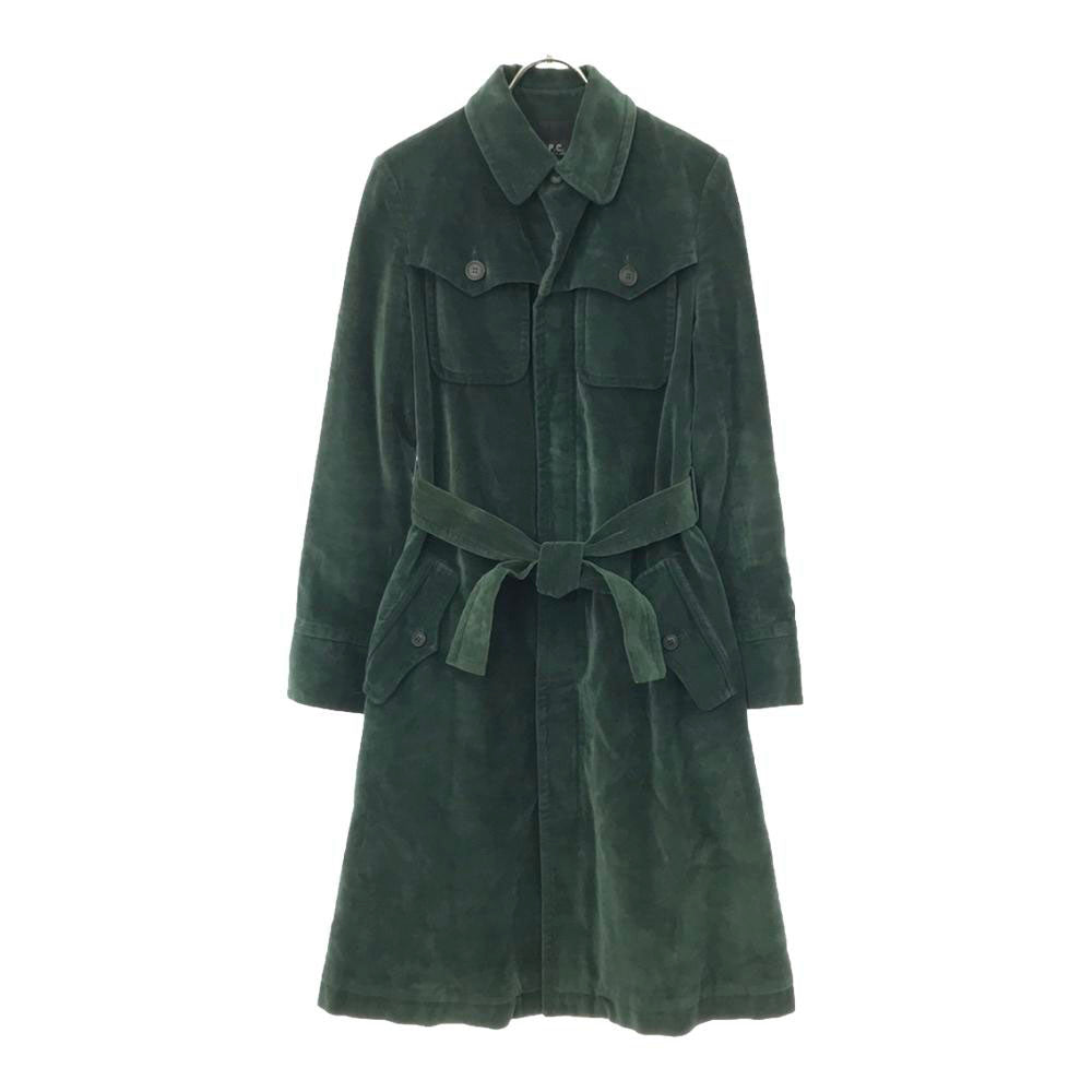 A.P.C. アーペーセー オールド ルーマニア製 ベロア トレンチコート S グリーン レディース