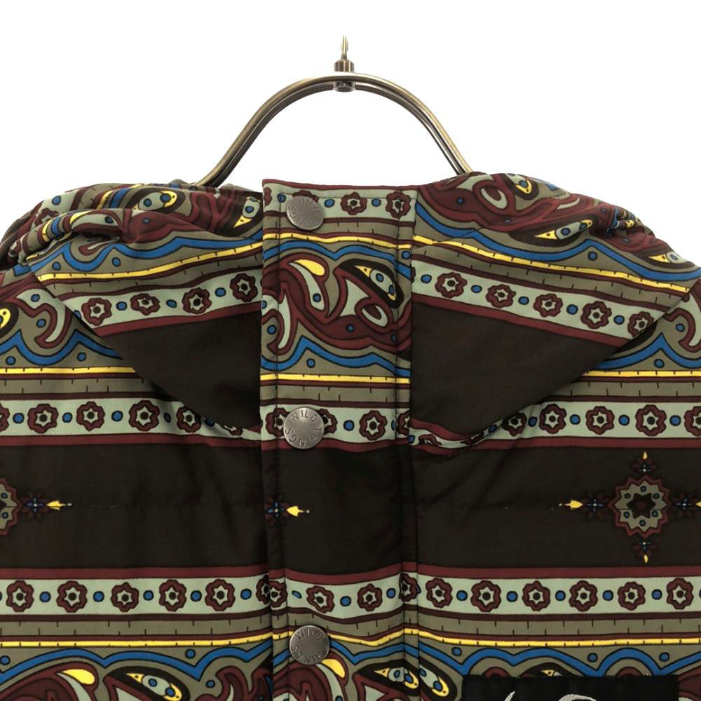 WILDTHINGS ワイルドシングス ペイズリー柄 フード付き ダウンベスト XS ダブルジップ PERTEX CLASSIC ECO アウトドア メンズ