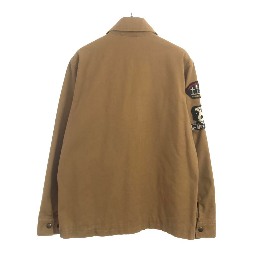 OBEY オベイ ロゴワッペン コットンジャケット S ベージュ 裏チェック メンズ
