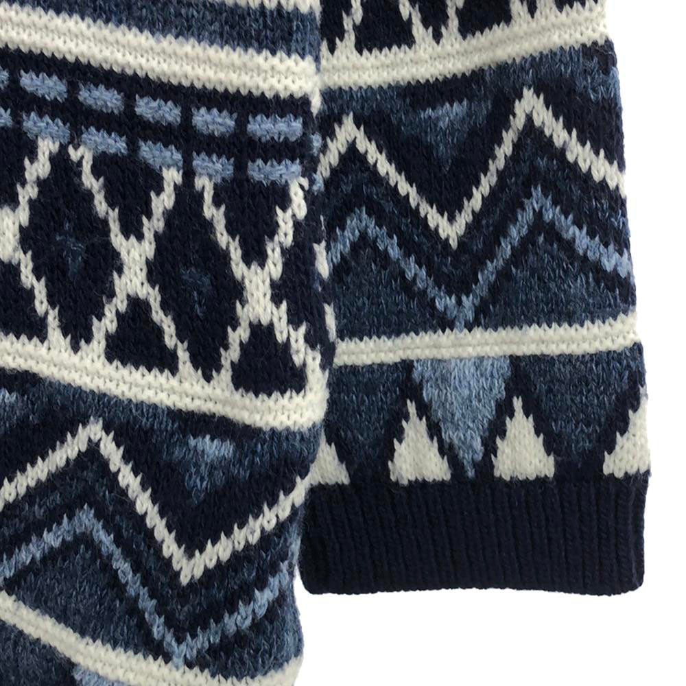 カーリーブレイク 90s USA製 オールド 総柄 長袖 セーター ブルー系 ニット メンズ