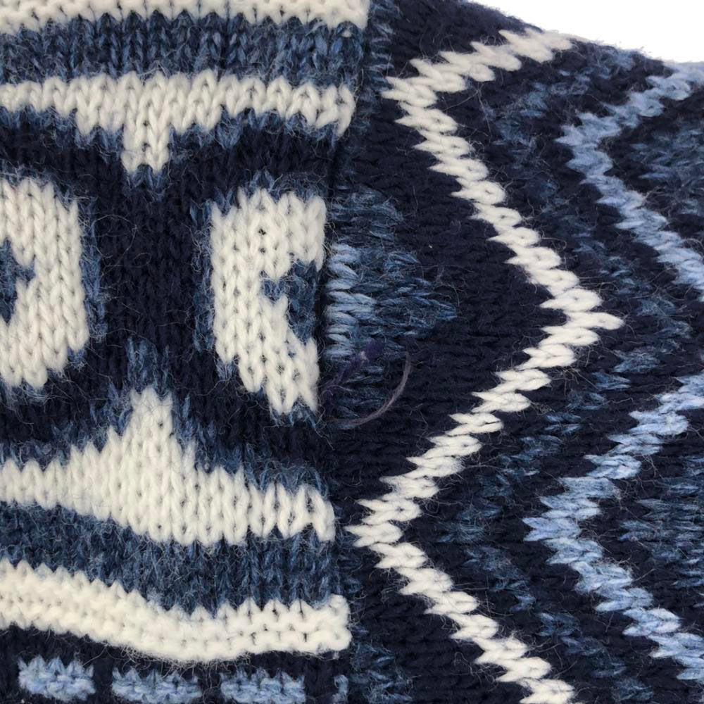 カーリーブレイク 90s USA製 オールド 総柄 長袖 セーター ブルー系 ニット メンズ