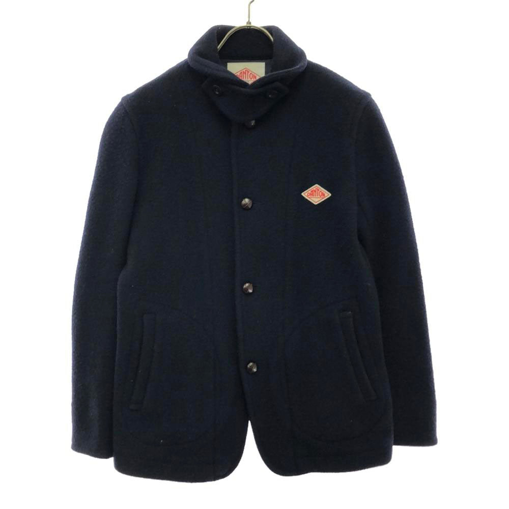 【美品】DANTON ウールモッサシングルジャケット 36 ダントン 日本製 ウールモッサ ジャケット 36 ネイビー Danton レディース