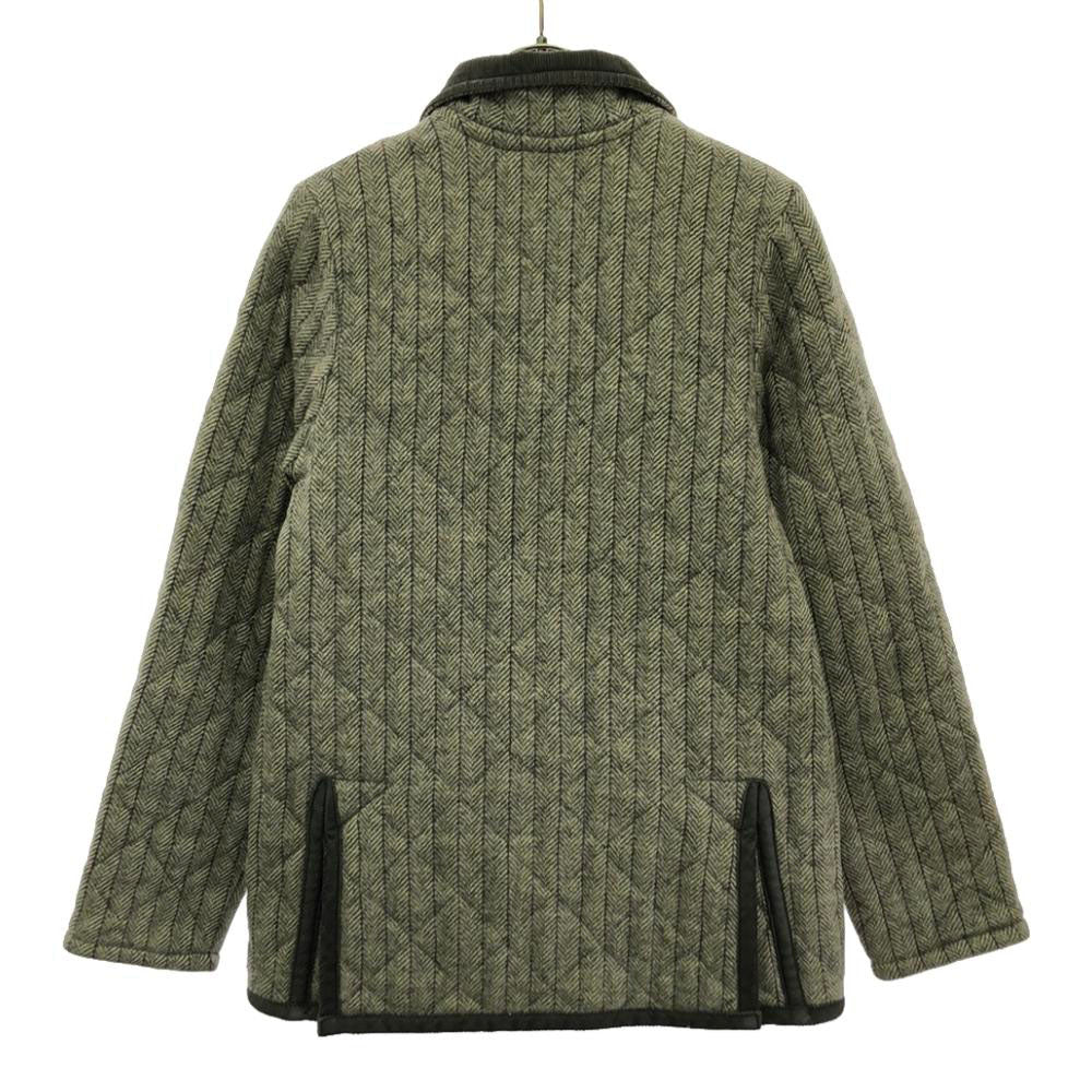 LAVENHAM ラベンハム イギリス製 ウール ヘリンボーン柄 キルティングジャケット 36 グレージュ レディース