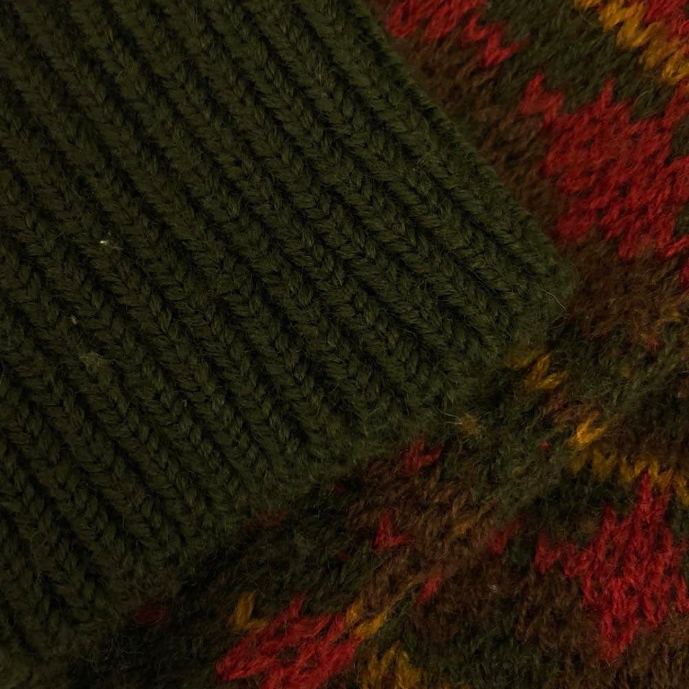 ランバン スタジオ 90s ウール オールド 総柄 長袖 ニット 48 カーキ系 セーター メンズ