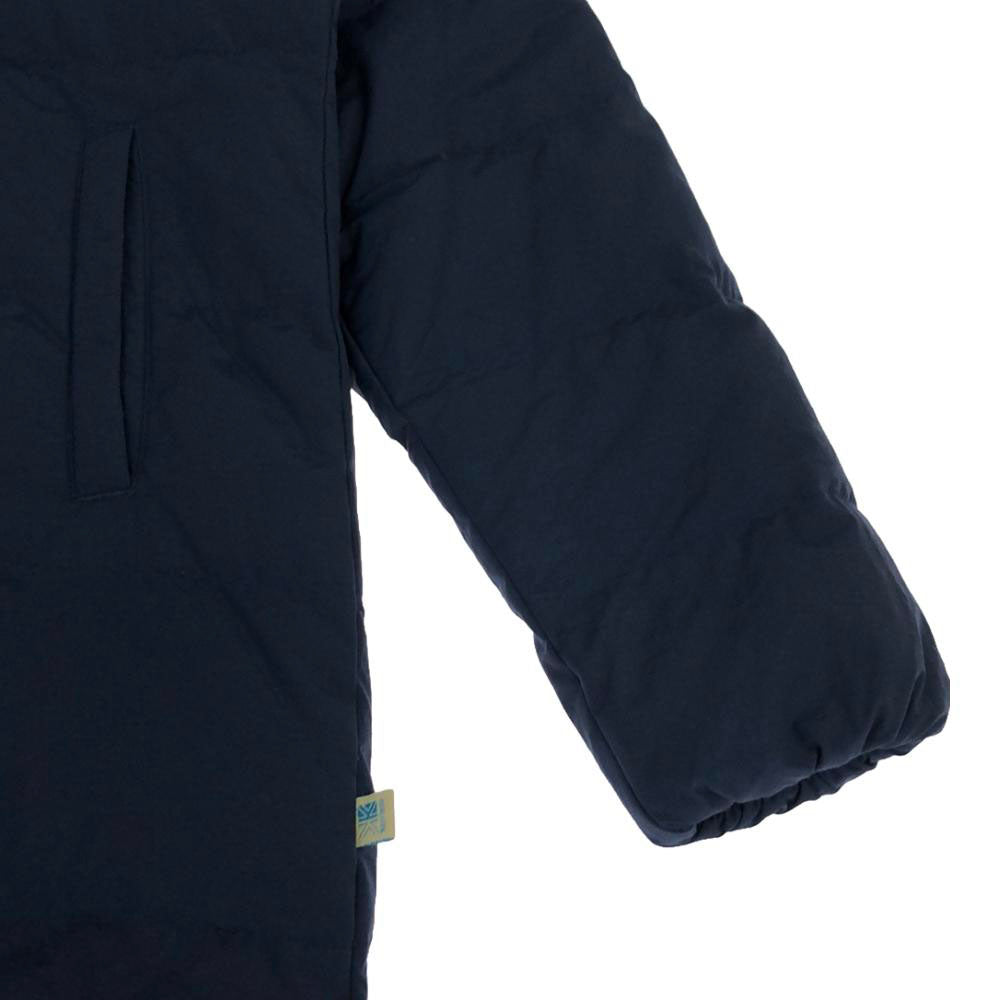 Karrimor カリマー ワッペン フーデッド ダウンコート S ネイビー 裏地付き スナップボタン ダブルファスナー レディース