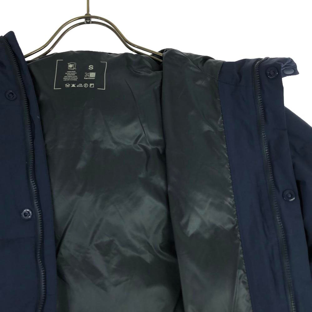 Karrimor カリマー ワッペン フーデッド ダウンコート S ネイビー 裏地付き スナップボタン ダブルファスナー レディース