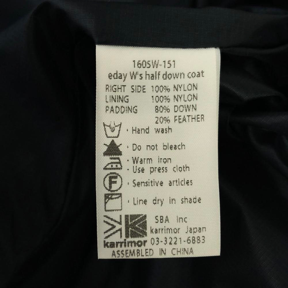 Karrimor カリマー ワッペン フーデッド ダウンコート S ネイビー 裏地付き スナップボタン ダブルファスナー レディース