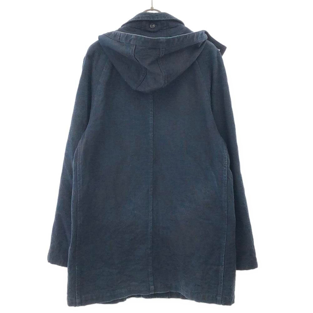 SON OF THE CHEESE サノバチーズ フード付き ステンカラーコート M ネイビー×ブラック コットンジャケット レディース